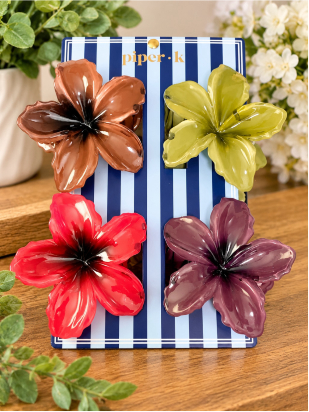 Piper K Oversized Flower Hair Claw Clips Set of 4 Multicolor New